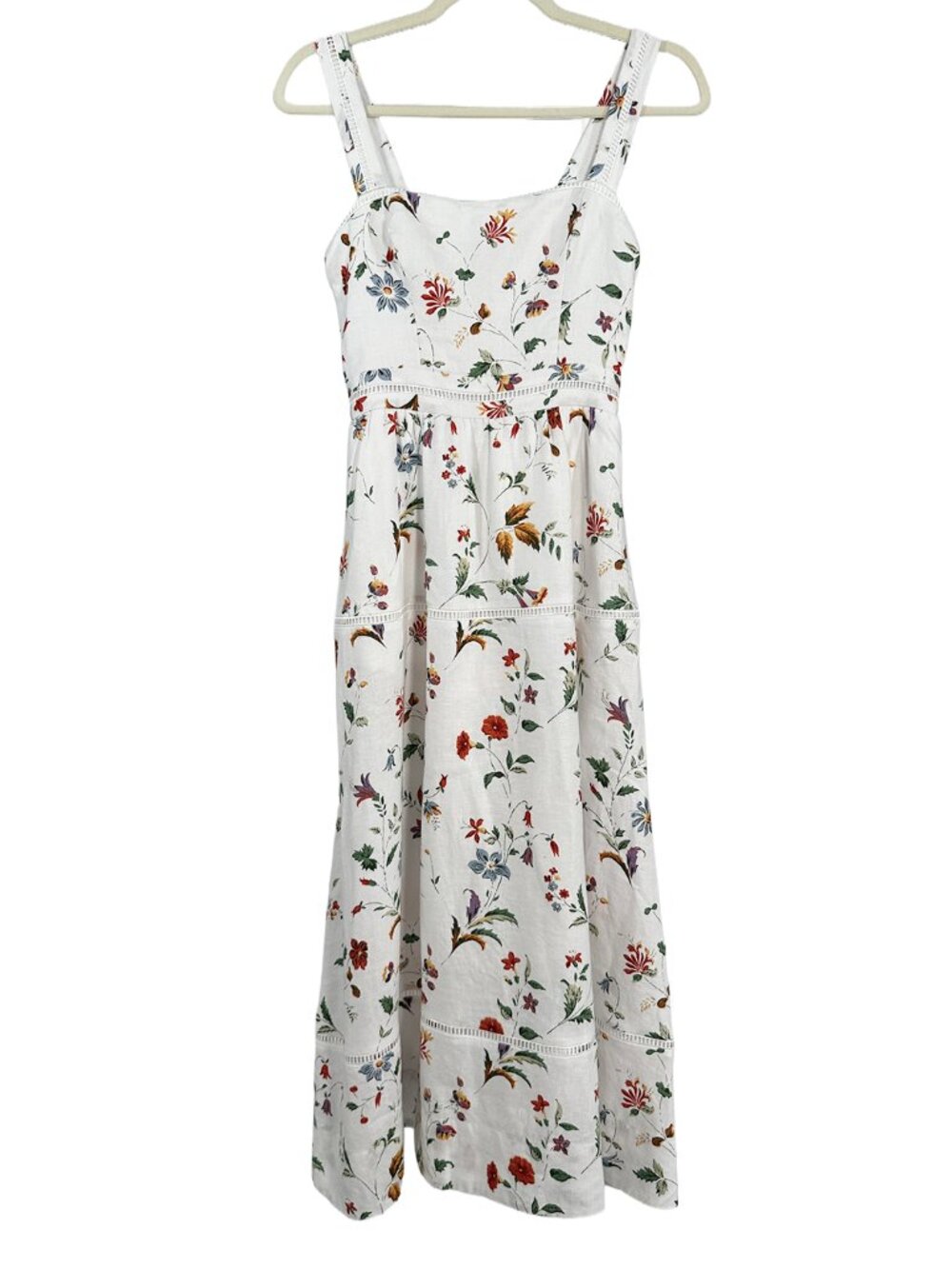 Reformation Everett Linen Midi Dress Corsini White Floral LWD Brunch Prairie 0 - Picture 4 of 9